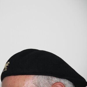 Kangol Black Wool Beret with Gold Logo